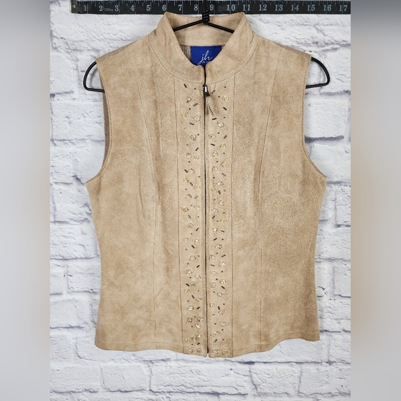 JH Collectibles 100% suede vest with embellishments Size Small Petite - Picture 1 of 8